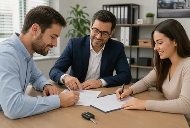 Despachante organizando documentos para transferência de veículo.